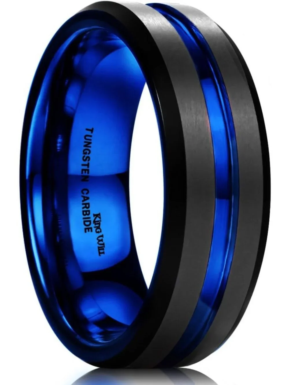 Stylish Men's Tungsten Ring - Two Tone Grooved Design, Durable & Modern Fashion
